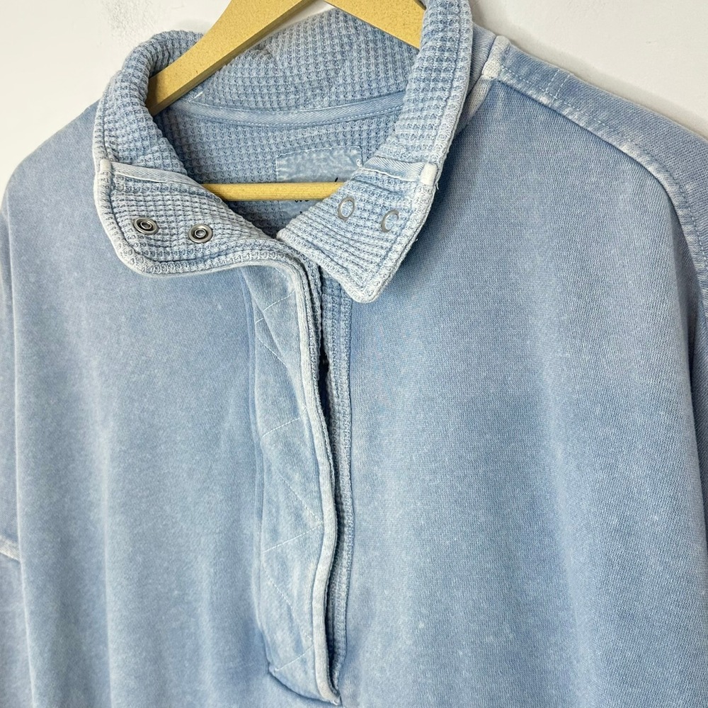 Aerie‎ Getaway Quarter Zip Sweatshirt Womens XL Ice Blue Oversized Pullover - Picture 4 of 7